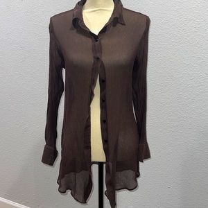 Brown sheer chicos long sleeve shirt